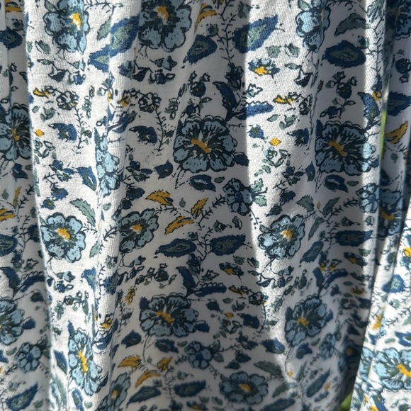 Lucky Brand Peasant Prairie Blue Floral square Neckline long Sleeve Top Large - Picture 6 of 8